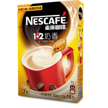 京聪商城雀巢咖啡1+2奶香即溶105g 7条×15g总代理批发
