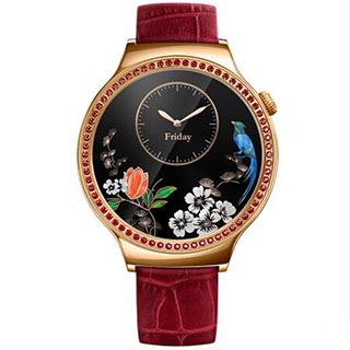 京聪商城HUAWEI WATCH智能手表 星月系列（施华洛世奇天然宝石 红）多表盘 微信 音乐播放 支付 蓝牙通话 玫瑰金总代理批发